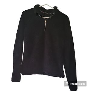 DYCE APPAREL Black Quarter Zip Fuzzy Jacket